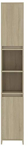 Susany Badezimmerschrank mit Fächer & Türen Badschrank Aufbewahrungschrank Hochschrank Badmöbel Badhochschrank Sonoma-Eiche 30x30x183,5 cm Spanplatte