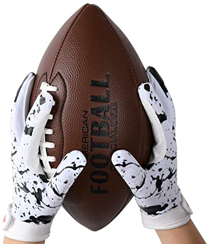 RSPGO Gants de football pour enfants avec grip amélioré en silicone - Larges gants récepteurs - Cattle friesian XS/S