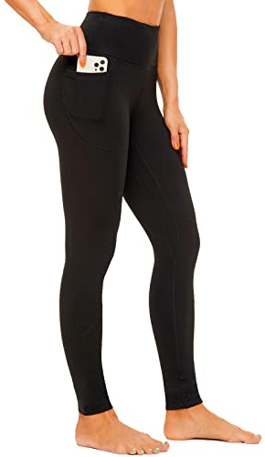 iniber Damen Leggings mit hoher Taille, Batikfärbung, Yogahose, Bauchkontrolle, 7/8-Länge, athletisch, Laufen, Stretch, Workout-Leggings, 1a-schwarz, Mittel