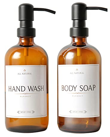 Botellas Vacías de Gran Capacidad Dispensador de Jabón 500ML 2Pack, Boston ámbar Líquido Reutilizable Botella de Champú para Loción, Gel de Ducha, Jabón de Manos, Aceite Esencial