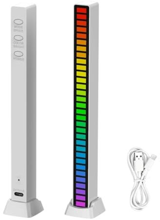 MAGIC SELECT Barra de Luz de ritmo Musical, Luces LED RGB Multicolor, Lámpara de Ambiente Musical, Tira de 32 Luces LED con 18 modos de color, Para Habitación Gaming, PC, TV, Coche