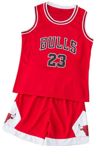 Basketball Trikot Kinder, Kinder Basketball Jersey, Basketball Trainings Trikot Kinder ärmellos Trikot und Short 2-Teilige Outfits, Kinder Basketball Trikot üR Jungen Von 4-14 Jahren Rot/Schwarz