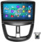 Podofo Android Autoradio GPS für Peugeot 207 2006-2015, 9 Touchscreen WiFi Bluetooth FM RDS Radio SpiegelLink USB Autonavigation Video Stereo Player für Peugeot207 + Rückfahrkamera