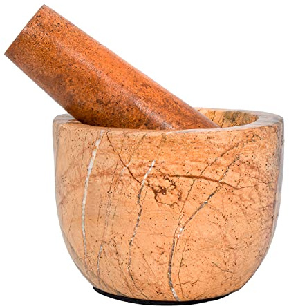 Divit Shilp Mortero y mortero, Hecho de Piedra Dura Pulida Resistente, Molinillo de Piedra Natural para Especias, pastas, Hierbas, condimentos, etc. (Bidasar)
