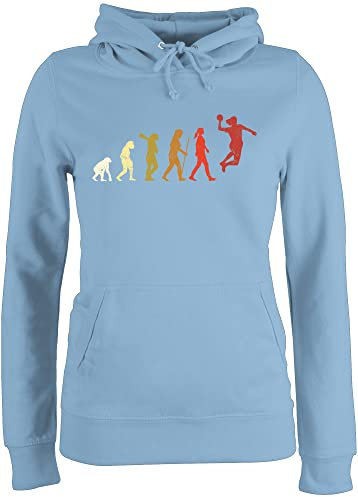 Pullover Damen Hoodie Frauen - EM 2026 Trikot Ersatz - Handball Evolution Vintage - XS - Hellblau - Handballer pullis hanball Pulli halbball Kapuzenpulli Handball. Hoody Handball, mädchen