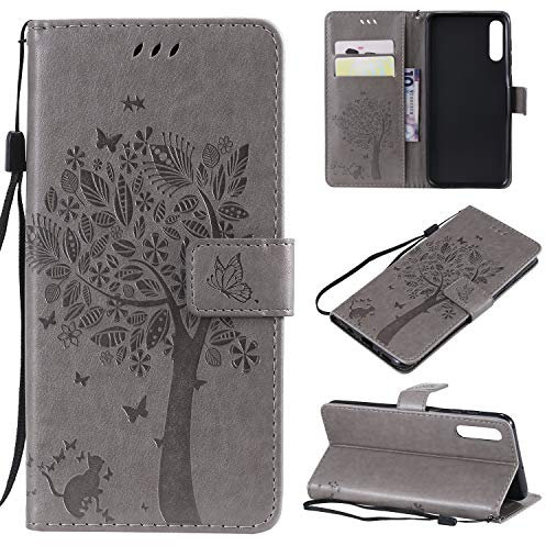 Fatcatparadise Cover per Samsung Galaxy A50/A50S/A30S, Custodia Samsung A50/A50S/A30S, Custodia Portafoglio a Libro in Pelle Flip Cover e TPU Silicone con Funzione Supporto Magnetica (Grigio)
