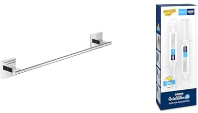 Bundle aus GROHE Start Cube - Badetuchhalter, 41089000 + GROHE QUICKFIX - Kleber- Set für Badaccessoires, 41128000