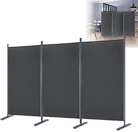 Yznahre Paravent 3 Teilig 275x180cm Stoff Raumteiler Trennwand Klappbar Stellwand Sichtschutz Spanische Wand Raumtrenner Balkon Sichtschutz Innen und Außenbereich, Anthrazit