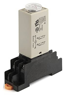 TIOYW H3Y-2 AC 220 V Zeitrelais-Verzögerungs-Timer 5/10/30/60 Minuten/Sekunden mit Basisbuchse 8 Pins Spannungsrelais Drehknopf (Größe: 0–30 m)
