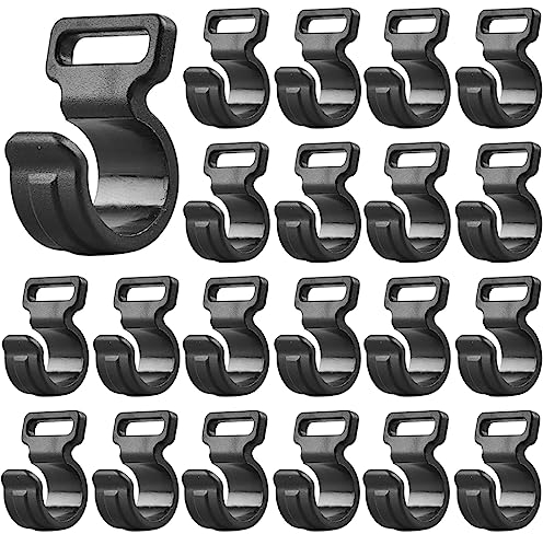 DULSPUE Ganci per Tende da Sole da Campeggio - Confezione da 20 Ganci in plastica per Tende Ganci da Appendere in plastica Ganci in plastica per Esterni, Campeggio, Giardino, plastica (Nero)