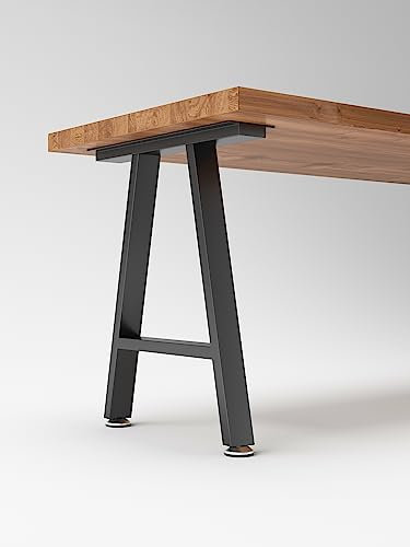 Lot de 2 pieds de table en métal de 71,1 cm de haut x 45 cm de large avec pieds de protection réglables, style industriel et rustique, pieds de meubles en métal robuste pour bureau/table (supporte