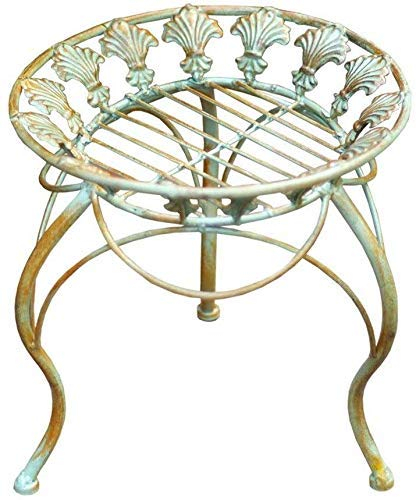 SZITW Blumenständer Vintage Schmiedeeisen Runde Blumenbank, Altgrüner Blumenständer, Torus Gartenbalkon Dekorationsständer, Metallgestell (Farbe: Grün, Größe: 33 * 33 cm)