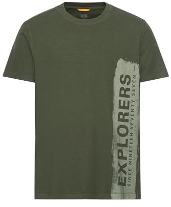 camel active Herren Jersey T-Shirt aus nachhaltigem Organic Cotton Dunkelgrün, Menswear-M