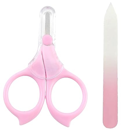 luoshaPUCY Baby Nail Scissors, Baby Nail File, Stainless Steel Baby Nail Scissors with Round Tips, for Newborns,Toddlers, Babies,Young Children Nail Care and Manicure, Pink