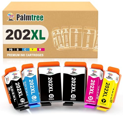 Palmtree 202 202 XL Tintenpatronen kompatibel mit Epson 202XL für Epson Expression Premium XP-6000 XP-6005 XP-6100 XP-6105 XP-6001 XP 6105 XP 6100 XP 6000 (6 Packungen)