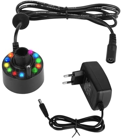 Hangrow Generador de niebla ultrasónica, DC 24 V, 350 ml/h, dispositivo de niebla ultrasónica para estanque, decoración para Halloween, fiestas, estanques, acuarios (dispositivo de niebla + fuente de