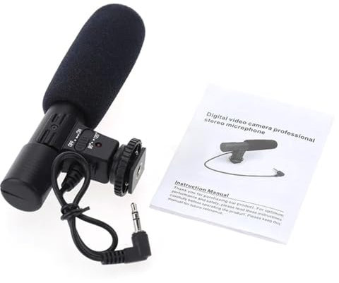Haveratio Microfono esterno professionale Videocamere da 3,5 mm Microfono di registrazione per videocamera digitale per fotocamera DSLR