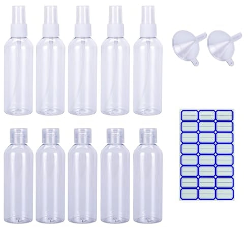 10pcs 100ml Clear Travel Spray Bottles - Small Atomiser Empty Spray Bottles for Toiletries