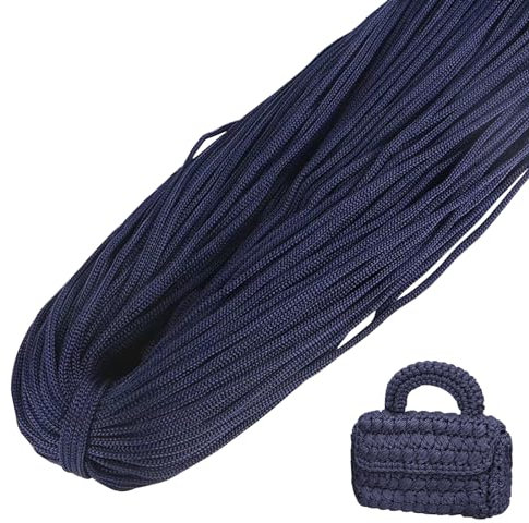 LEREATI Cordino per Borse Uncinetto, Corda Macrame 3mm x 200m Filo Macrame in Poliestere Uncinenetto e Ferri per Abbigliamento, Borse, Tappeti, Fai da Te, Regalo per Maglieria (Blu Scuro)