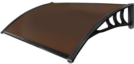 Arcadia - Pensilina da esterno per porte e finestre in PP e policarbonato 120x80 cm (Nera vetro fumè)