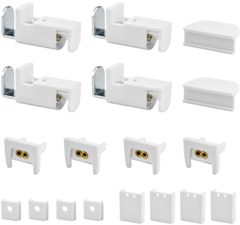 TANCUDER Set of 4 Clamp Bracket Pleated Blinds L-shaped Clamp Support Pleated Blind Clamping Carrier Clamp Holder Attachment for Tensioned Pleated Blinds on Window Frame, No Drilling, White