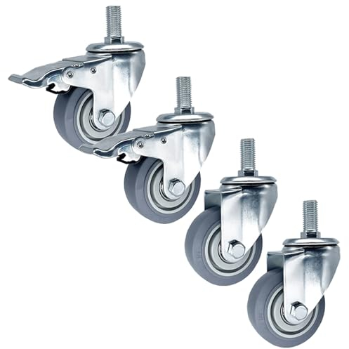Rollen Mit Gewinde M14 / M16 / M20 Vorbau Lenkrolle, Schwerlastrollen Ø 3/4 / 5 Zoll Rollen Für Möbel, Ersatz-Gummirollen, 2 Mit Bremsen, 2 Ohne Bremsen, Für Speisewagen Wagen