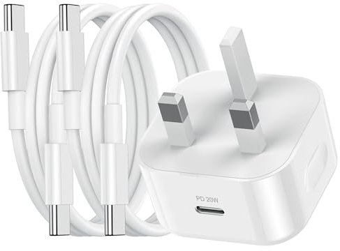 iPad Charger and Plug, 20W USB C charger for iPad Pro and 2Pack 1M Cable, Type C Fast Wall Charger Adapter USB C to C Cable for iPad Pro 12.9/11 inch,iPad Air 5/4,iPad Mini 6 Gen,Samsung Galaxy S23