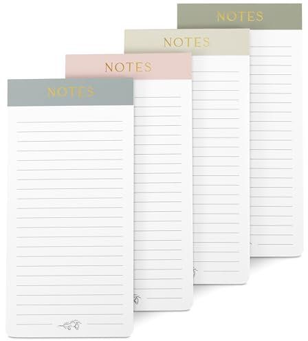 Beautiful Magnetic Notepads for Fridge - Set Of 4 Modern Note Pads With Lined Pages to Easily Write Notes & Make Grocery/Shopping Lists - The Perfect To Do Pad w/Strong Magnets for Your Refrigerator
