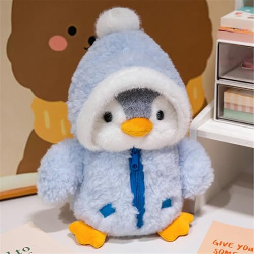 GLITZFAS Pinguin Kuscheltier, 25cm Cross-Dressing Pinguin Plüschtier Weihnachten Pinguin Stofftier Süße Pinguin Plüsch zum Kuscheln & Spielen für Kinder Weihnachts Geschenk (Blau)