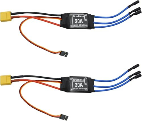 2 Stück 30A Brushless ESC, XT60 Stecker Elektrischer Bürstenloser Geschwindigkeitsregler Brushless Regler, Eletronic Speed ​​Controller Drehzahlregler für RC Fernsteuerung Drohne Hubschrauber FPV