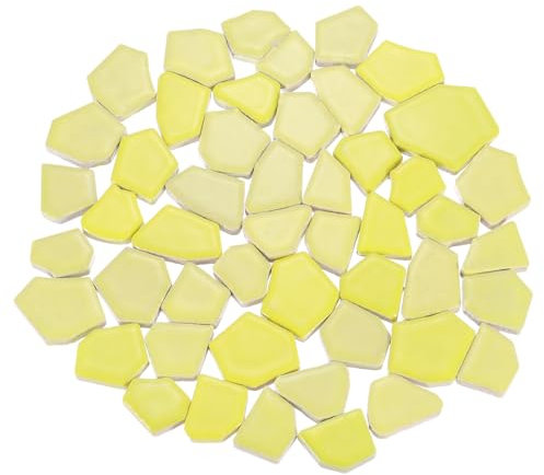 QUARKZMAN 500g/1.1LB Carreaux Mosaïque Céramique Irréguliers, 2.3-4.2 cm Pièces Mosaïque Céramique Teintée Vrac Kits Pour DIY Art Craft Projects Déco Maison, Jaune