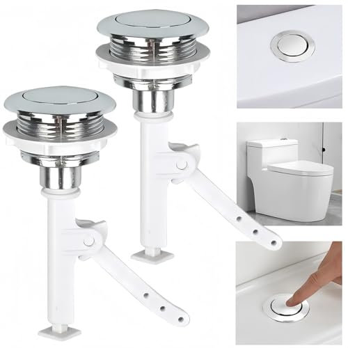 2PCS Toilet Flush Button,Round Head Toilet Cistern Push Button,38mm Single Flush Toilet Push Buttons,Flush Valve Replacement,Toilet Flush Replacement Kit,Replacement Accessories for Bathroom(Silver)