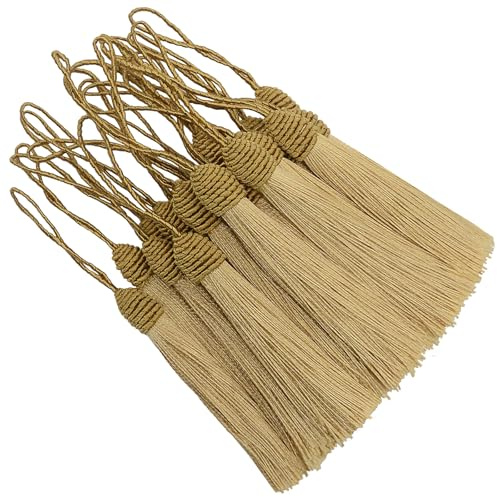 Silky Bookmark Tassels DIY Craft: 20pcs Small Handmade Pendant for Projects Supply, Sewing, Key, Garlands Trim, Keychains, Bags, Earrings Jewellery Making and Home Furniture Decor (Champagne)