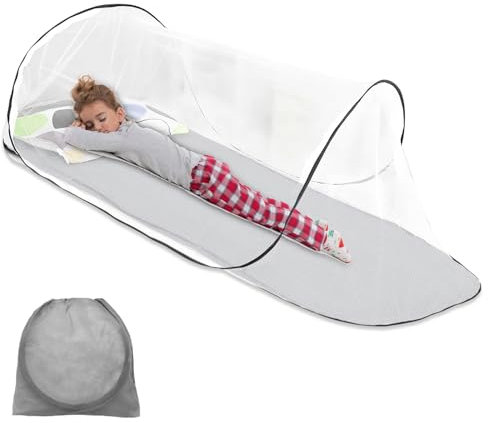 Moustiquaire pliable - 200 x 80 x 56 cm - Anti-moustiques - Lit pop-up - Lit à mailles fines - Tente de camping portable pour chambre à coucher, extérieur, camping (noir)