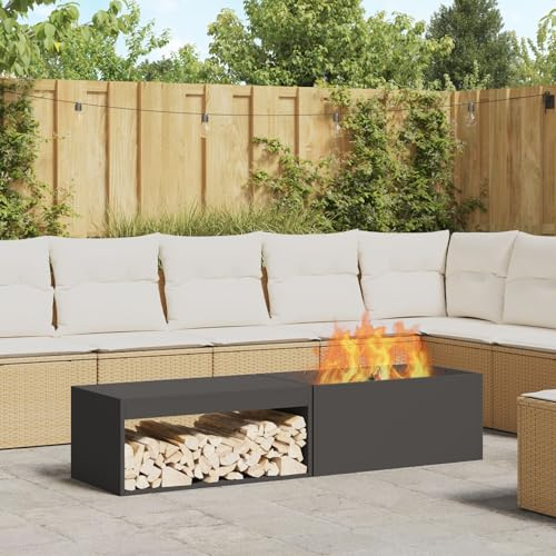Gecheer Braciere Esterno Rettangolare, per Incontri all'Aperto, 160 x 45 x 35 cm, Acciaio, Stile Industriale, per Patio e Giardino
