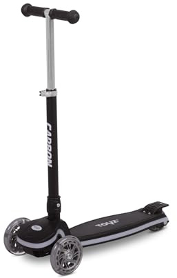 TOYZ Carbon - Roller Kinder 3 Jahre - Scooter Kinder - mit Balance-Steuerung und leuchtenden Rädern - Höhenverstellbar - Kinderroller, Dreirad, Kinderscooter - Leicht und Faltbar - Schwarz