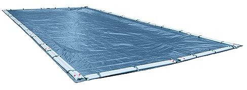 Robelle 12 x 20 ft Heavy Duty Blue Winter Pool Cover for Inground Pools, 5 ft Overlap (17 x 25 ft Cover Size), Solid 8 x 8 Scrim, 2.36 oz/yd2, 10-Year Warranty, Style: 351220R