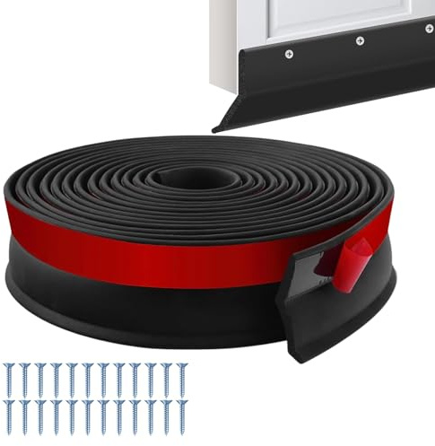 MeYuxg Joint de porte de garage, autocollant, universel, en caoutchouc, 6 m, avec 24 clous, pour feuilles d'entrepôt, protection contre la saleté et les intempéries (noir, 6 m)