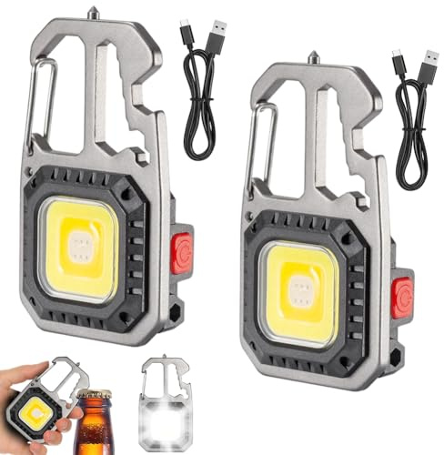 Umllpet Mini LED Taschenlampe, 2 Stück Taschenlampenwerkzeug mit Karabiner, Mini-LED-Strahler, Aufladbare Campinglampe mit 4 Lichtmodi, Mini Inspektionsleuchten für Camping, Reparatur, Notfall
