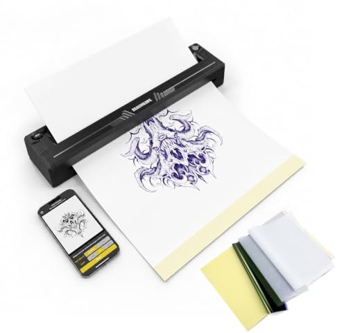 Dragonhawk Imprimante A4 Tatouage Thermo Sans Fil, Portable | Compatible Téléphone, Tablette Et PC, Fournitures Pour Débutants Et Artistes