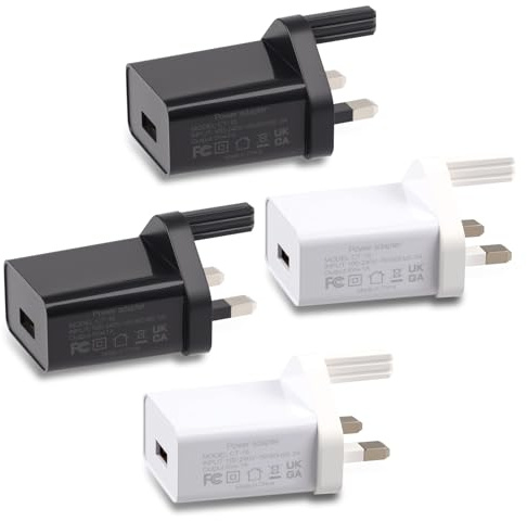 4 Pack USB Charger Plug 5V 1A Mains Power Adapter Single Port Compact | USB Plug Compatible with iPhone Xiaomi Samsung Tablets Headphones Smartwatch Toys 5v 1a power supply plug adaptor