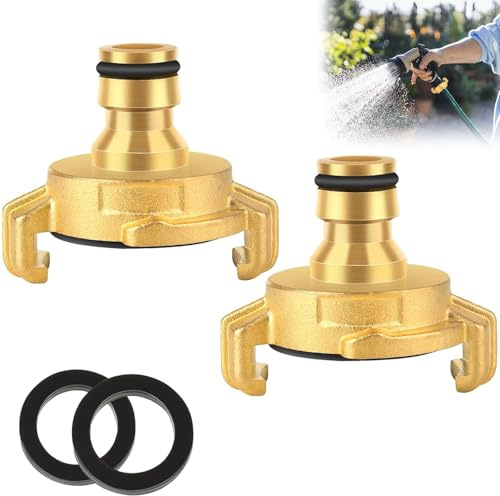 NICEWAT 2 Stück Messing Schnellkupplung, Gartenschlauch Schnellkupplungen kompatibel mit System Geka, Schnellkupplung mit 1/2 Zoll Steckkupplung, Klauenkupplung Adapter für Gartenschlauch