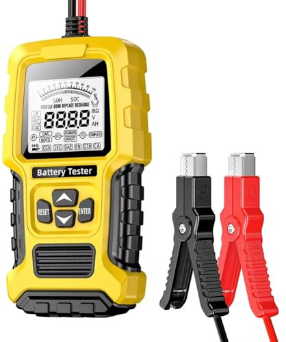 Akfldms Dual Voltage Battery Tester for Car and Motorcycle, 12V/24V Auto Battery System Analyzer with Cranking Test Feature