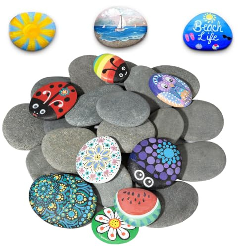 50 Pcs Pebbles for Painting, 1-5 cm Flat Pebbles Rocks, for DIY Crafts