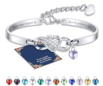 Personalisierte Unendlichkeitszeichen Armband mit Geburtsstein Damen – Silber Infinity Armreif Armbänder mit Gravur für Frauen Mädchen Tochter Freundin Geschenke für Geburtstage Valentinstag Jahrestag