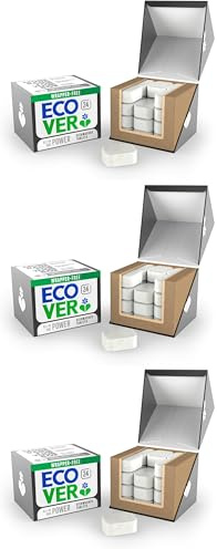 Ecover Power Dishwasher Tablets, All-In-One Dishwasher Salt & Rinse Aid, Power Cleaning, Mandarin and Lemongrass Scent, Pack of 3, 24 Tablets
