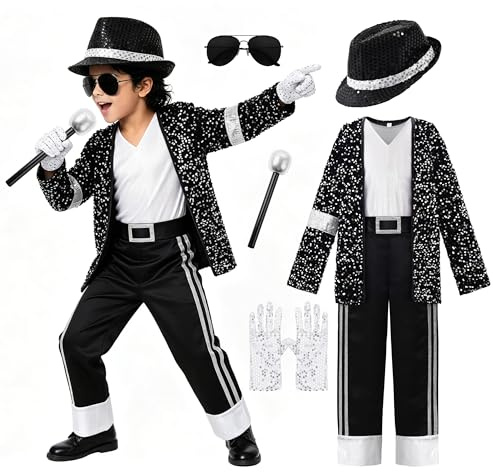 ReliBeauty Costume Pop Star Anni '80 '90 Costume Rockstar Bambino