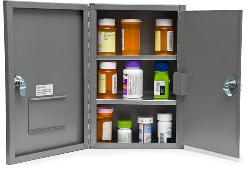 Graham-Field Locking Medicine Cabinet - Safe Narcotic, Drug & Medical Storage - Steel Double Doors & Locks
