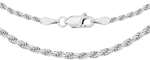 Tuscany Silver Women's Sterling Silver 1.8 mm Diamond Cut Rope Chain Necklace of Length 41 cm/16 Inch