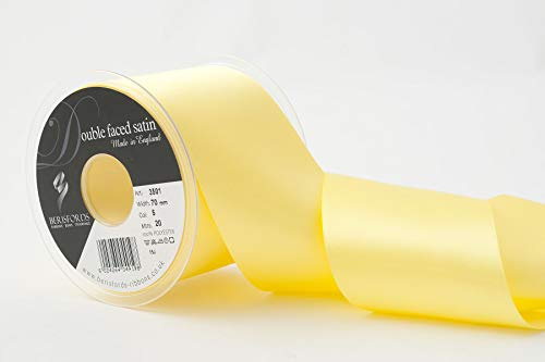 Berisfords Double Faced Satin Ribbon, Lemon, 70 mm Width, 20 metre Length